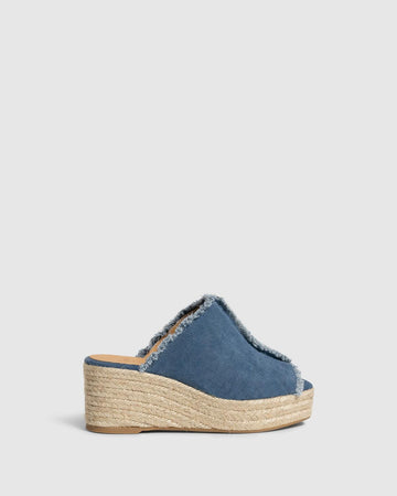 Queral Zueco Azul Denim Mujer | Castañer