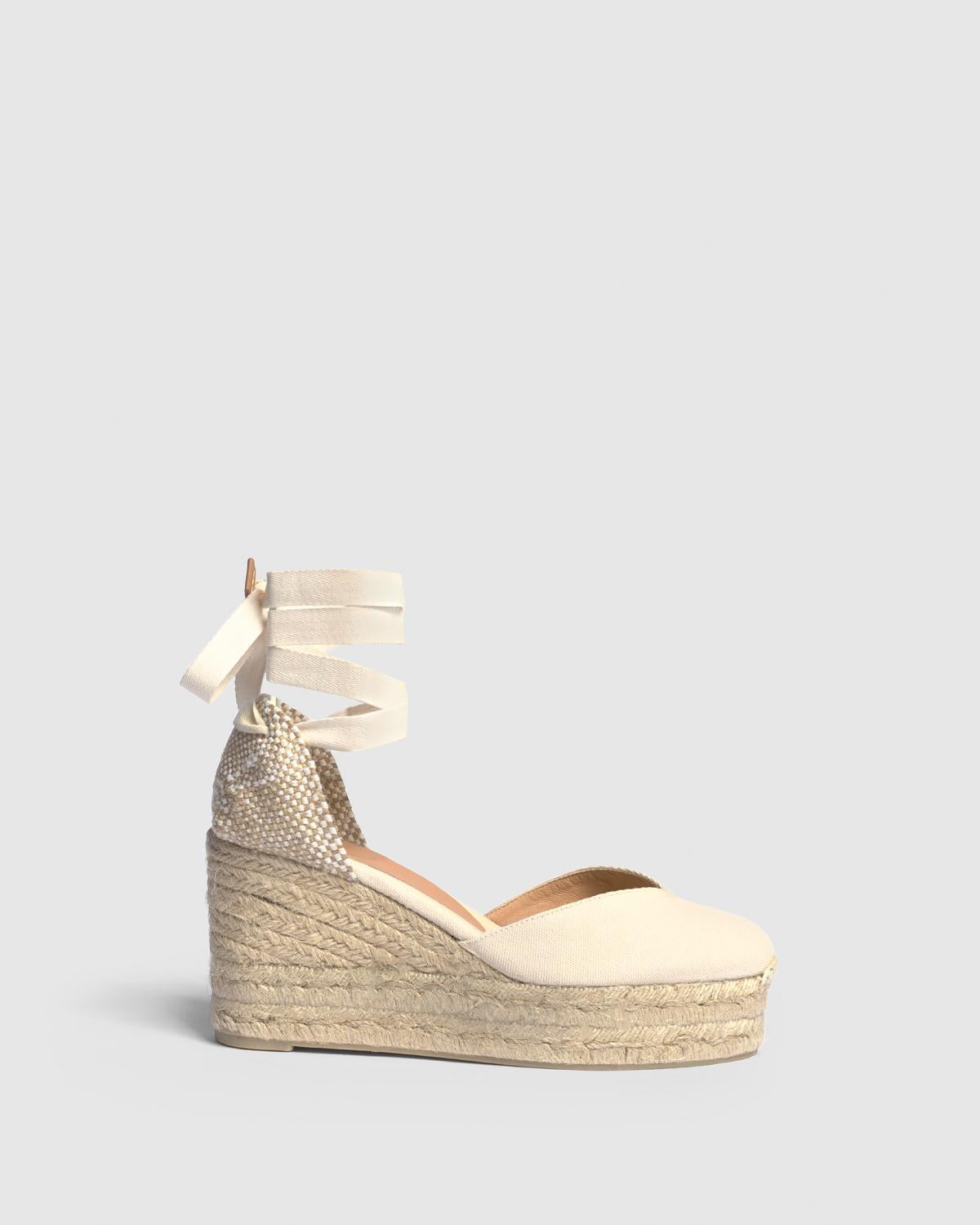 Alpargata Chiara Pala Talon Ivory Canvas Cuña Mujer| Castañer