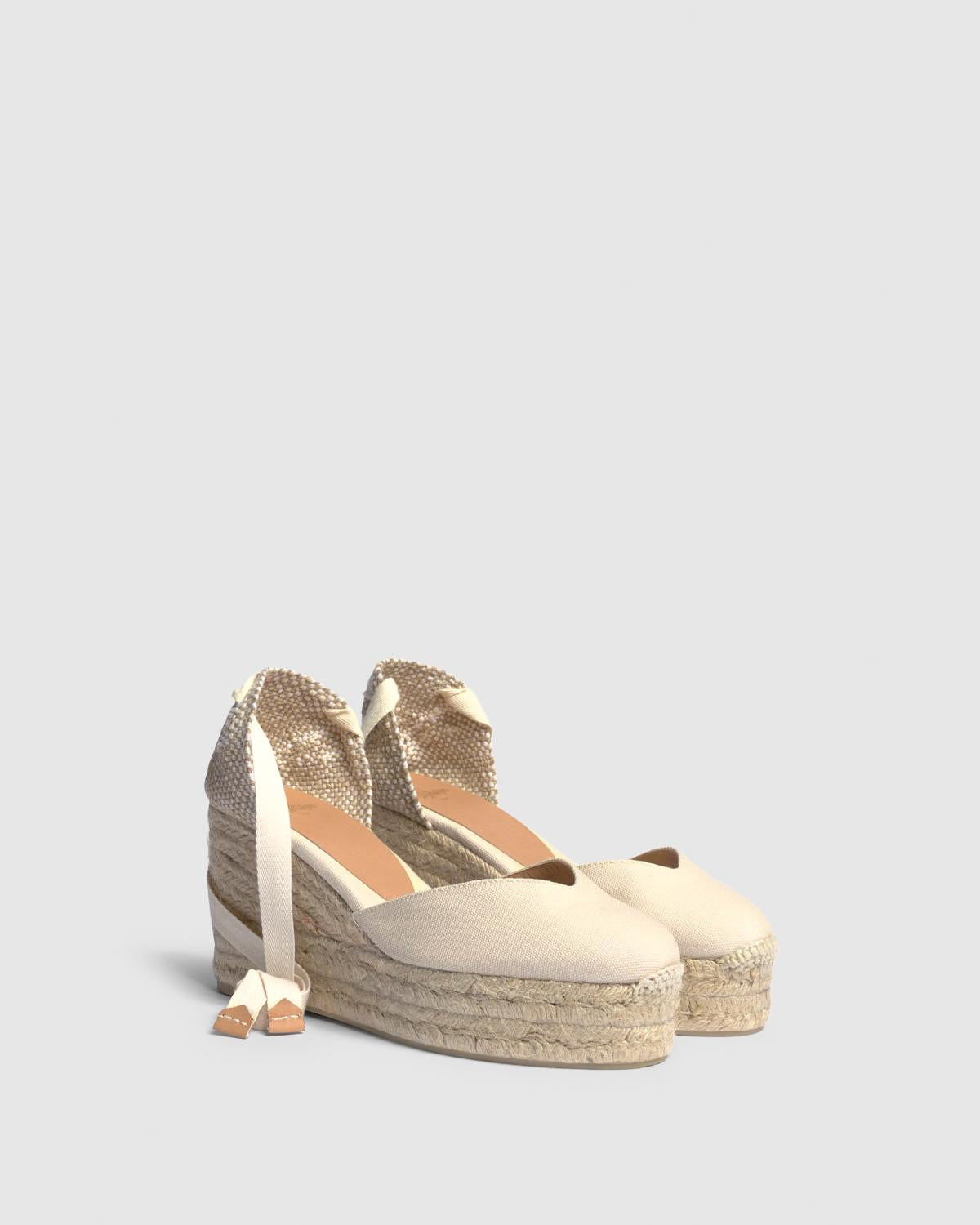 Alpargata Chiara Pala Talon Ivory Canvas Cuña Mujer| Castañer