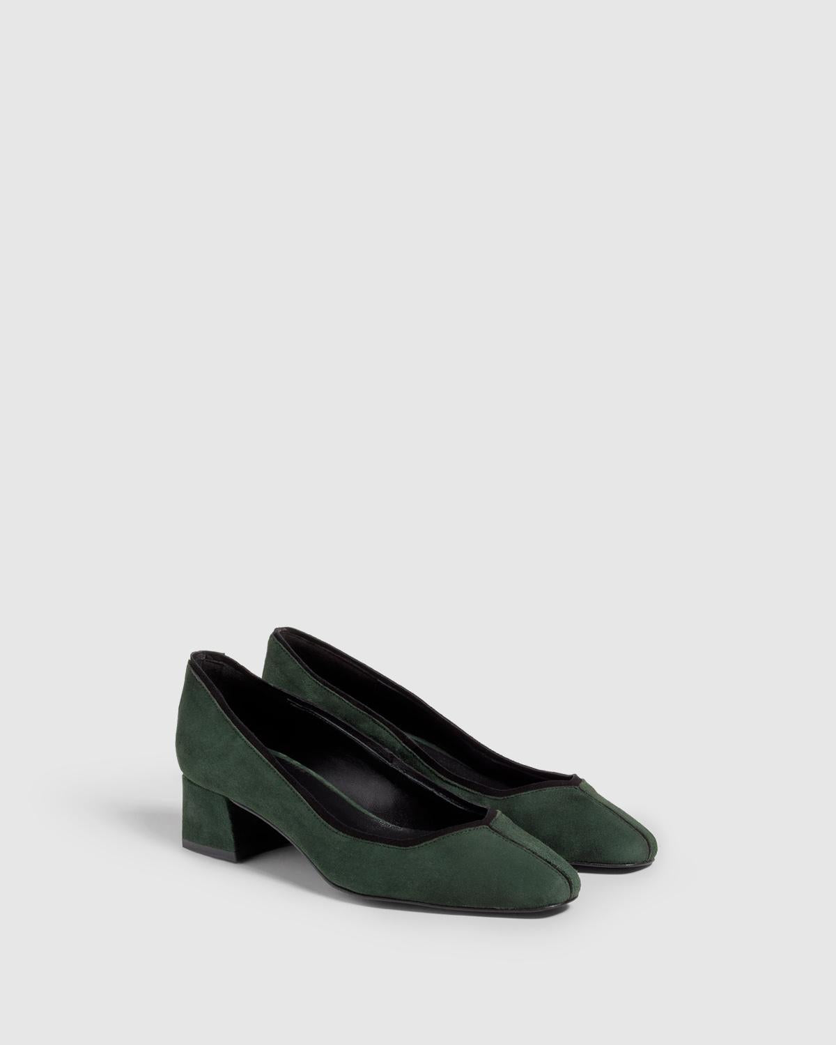 Zapato Tanit De Salon Verde De Napa Con Tacón Mujer| Castañer